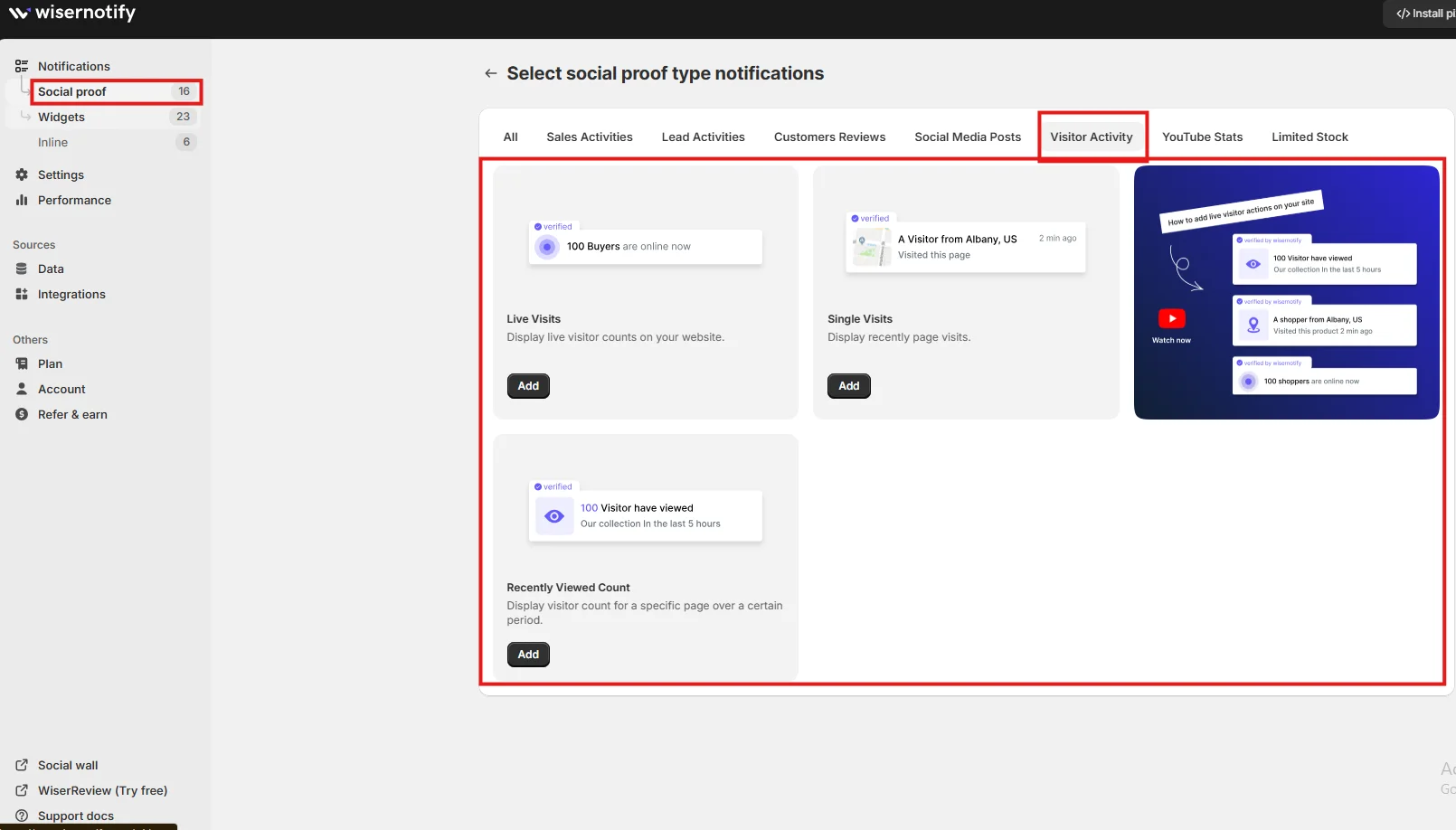 WiserNotify live visitor counter creating scarcity FOMO from real traffic data