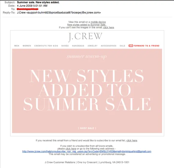 J.Crew Mystery Discount Limited-Time Offer Example