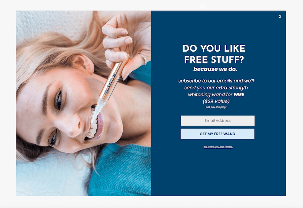 Truly Beauty exit intent popup offering free product