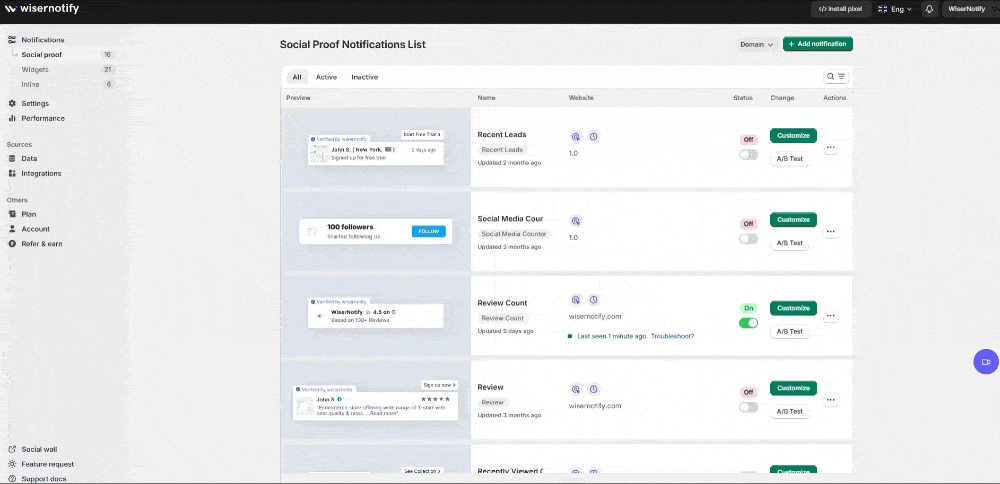 WiserNotify countdown timer with behavioral targeting firing at the right moment